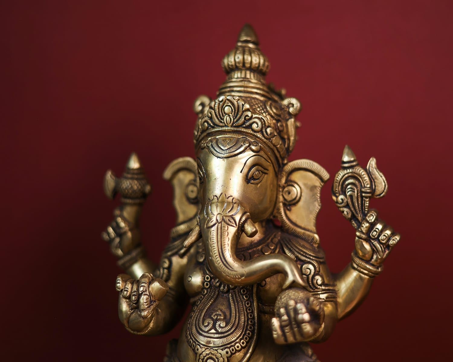 Mridaya Ganesha Idol - Large 38 Cm Brass Ganesh Statue Ganesh Murthi For Home